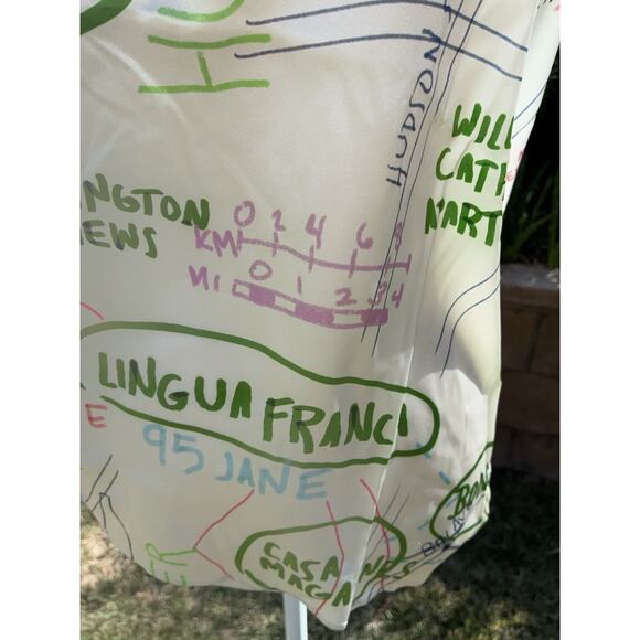 Lingua Franca Blouse S Hudson Graphic Silk Peasant Top New White Green - Picture 13 of 14